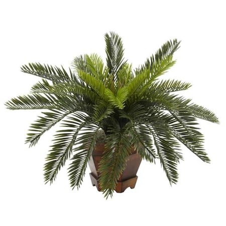 Nearly Natural Silk Cycas with Hexagon Vase Silk Plant 6657